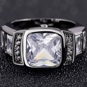Men’s | 18K Black Gold Plated | White Cz Ring | Size 11